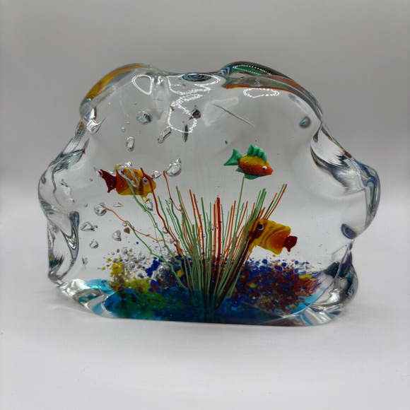 Murano Glass Multi Color Paperweight Fish Aquarium - Picture 8 of 12